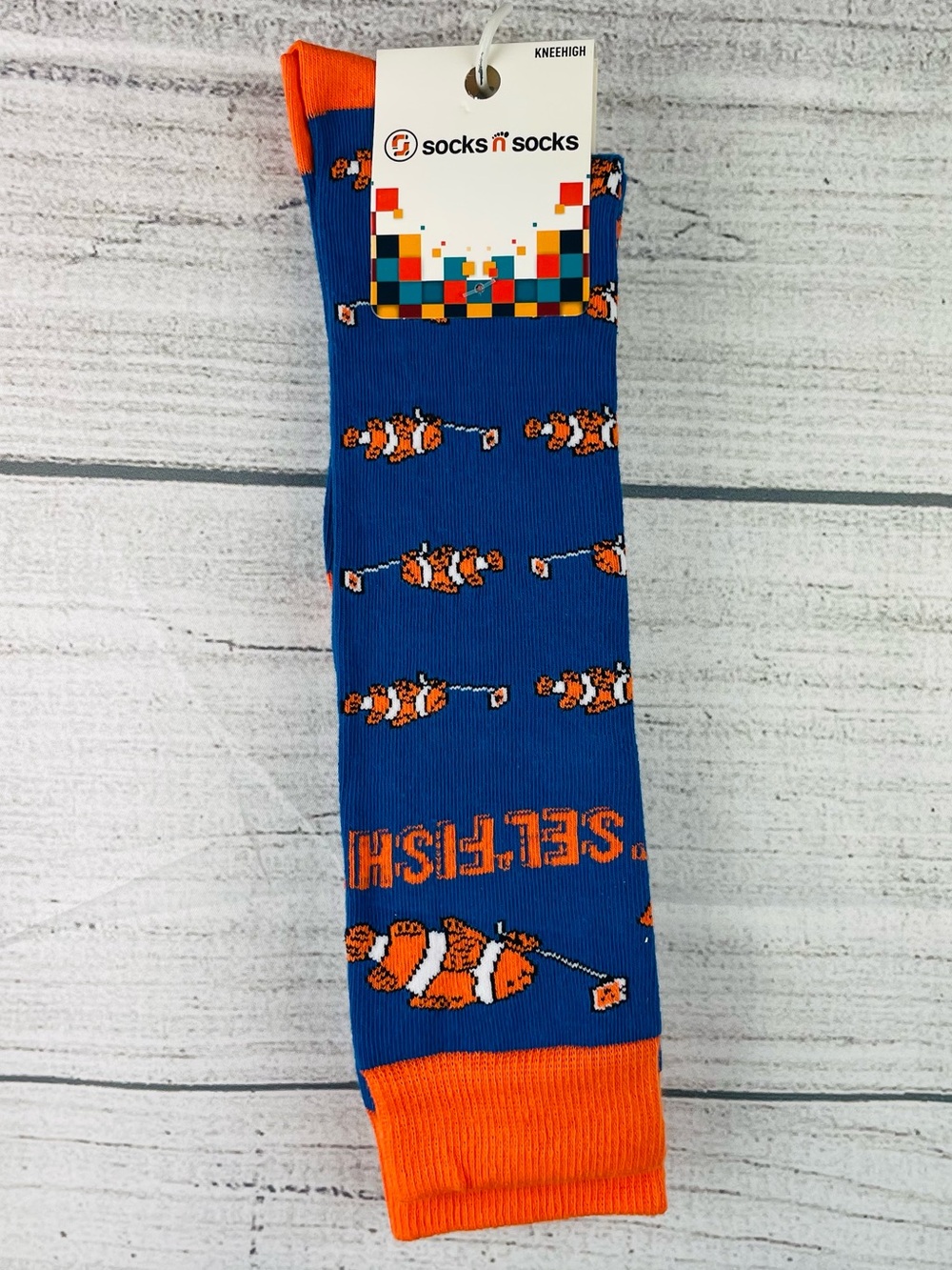 Socks n Socks Women's One Size Knee High Funny Sel' Fish Socks - NEW 1 Pair